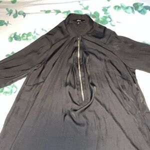 Ellos Women's Black Blouse with Partial Zipper Size Medium Excellent Condition